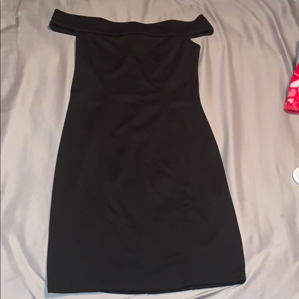 Mini off the shoulder black dress